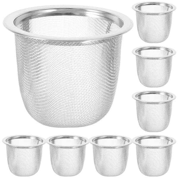 8 stk. tefilter i rustfritt stål, metallinfuser, solid tesil for hjemmet (Diameter 5,8 cm x Høyde 4 cm)