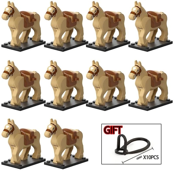 10 stk./pakke Medieval Knight Roman Rohan War Horse Animal Building Blocks Action Figures Toys For Children Gift Koruit XP1007-1016 XP1016(10PCS)