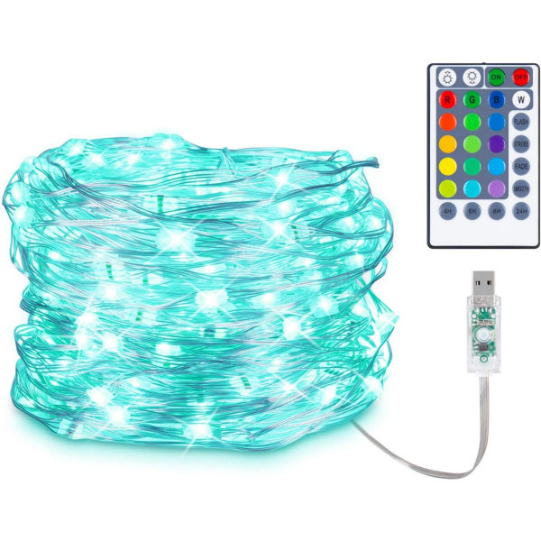 Fairy String Lights USB-drevet 16 farger Skiftende String Lights 33ft 100 LED vanntette blinklys