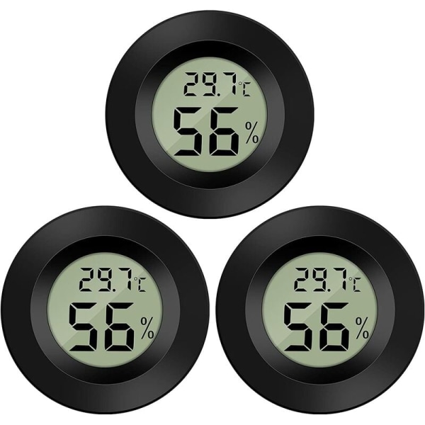 Mini digitalt LCD termometer hygrometer, termometer, bærbar termo hygrometer indikator, temperatur fuktighet -50~70℃ 20%~99% RF (3 STK)