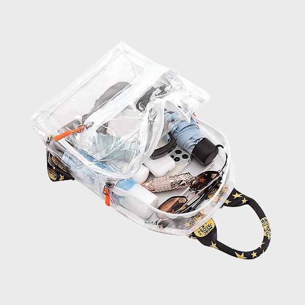 Vår och sommar transparent anti-stänkande PVC rese-ryggsäck flickor mini skolväska Black
