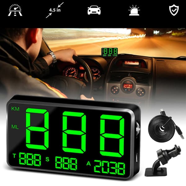 Bil GPS Speedometer Head Up Display Overspeed Mph/km/h Advarselsalarm