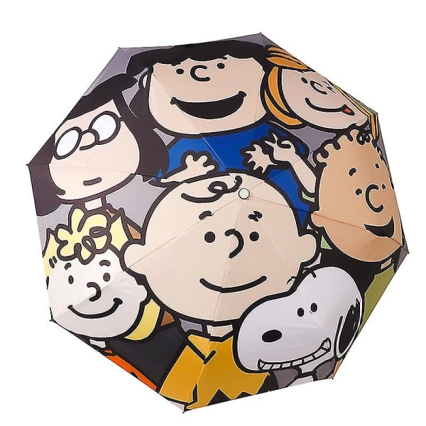 Snoopy-sateenvarjo 2023, kannettava sateen- ja auringonsuojavarjo, automaattinen taittuva varjo, piirretty kawaii anime-lelu lapsille, lahja Three-fold automatic