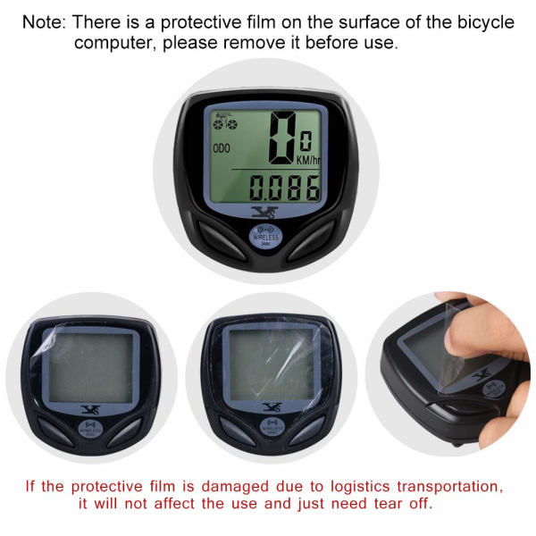 digitaalinen drahtloser Fahrradtacho, wasserdichter, drahtloser Kilometerzähler mit automatischem Aufwachen und LCD-Hintergrundbeleuchtung.