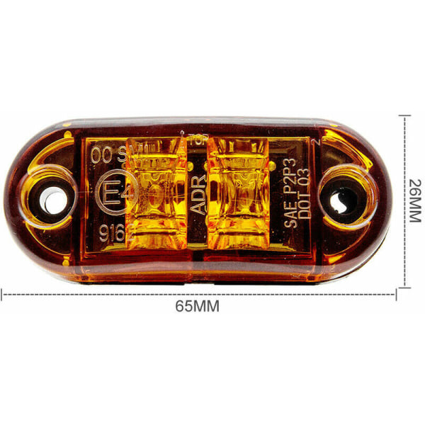 4 st Orange 12V/24V Sid/Fram/Bakre Markörlampor, Universal LED-indikator, Positionsindikator för Lastbil/Trailer/Husvagn/Lastbil/Bil/Båtar 72x34x20mm