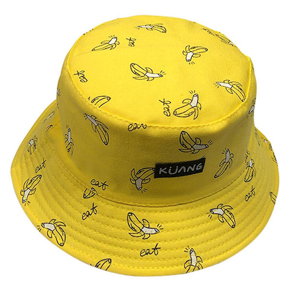 Sinknap Kvinnors Bananchips Dubbelsidig Vikbar Fiskare Solhatt Utomhus Hinkhatt Yellow