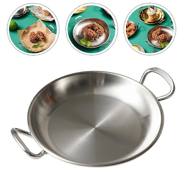 Matplate i rustfritt stål, dobbelthåndtak, snackskål, serveringsbrett for fritert kylling