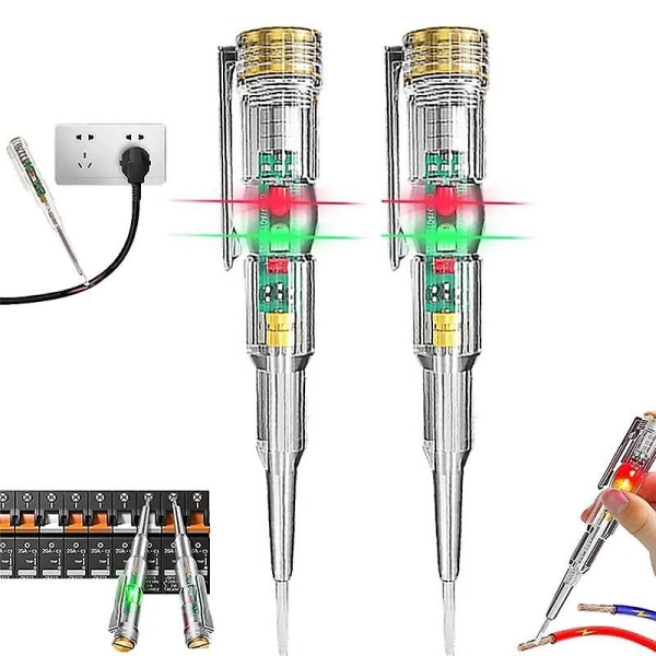 2 kpl 24-250 V sähköasentajan piiritestauskynä, reagoiva sähkötestikynä, LED-merkkivalolla As shown