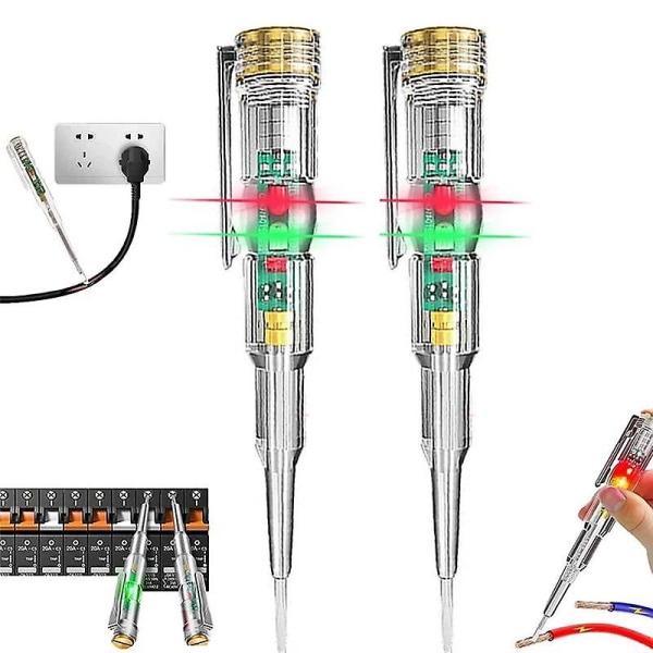 2 stk. 24-250v Elektriker Kredsløbstester Pen, Responsiv Elektrisk Tester Pen, Med Led Indikator Lys As shown