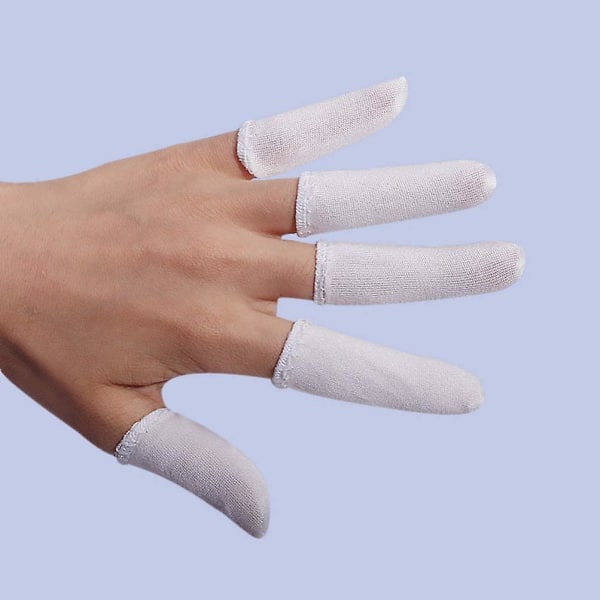 Förpackning med 50 Finger Spjälsängar Bomull Fingerskydd Elastiskt tyg Fingerskyddshandskar