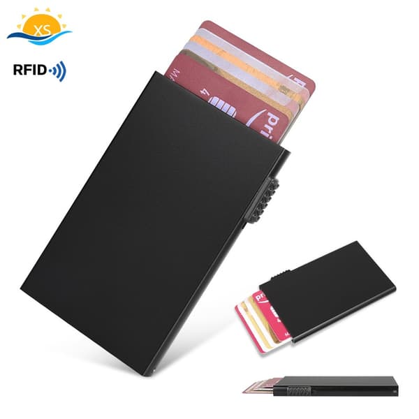 (UUSI) RFID-suojattu ponnahduskorttikotelo, musta
