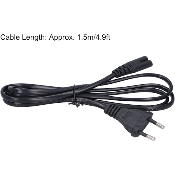 Strömkabel, EU-standard 250V 2.5A, 1.5M, Nätkabel 2-polig för högtalare, skärm, PC, bärbar dator, etc.