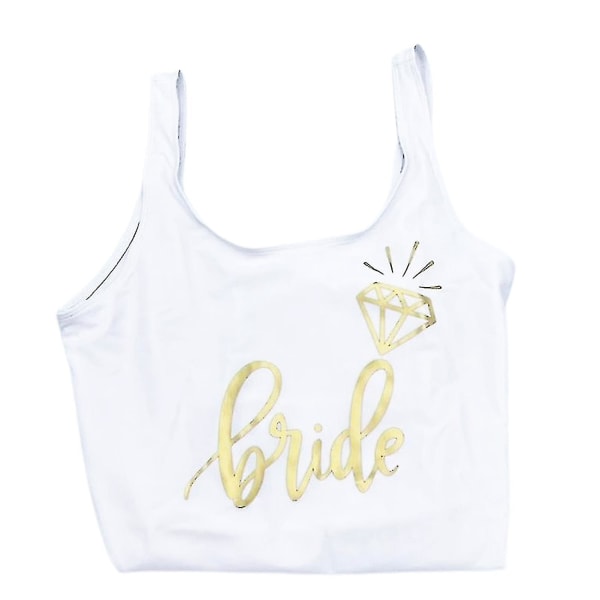 En bit baddräkt Brud & Brud Squad Lady Baddräkt Strandfestkläder För Kvinnor White Bride Gold Lettering XL