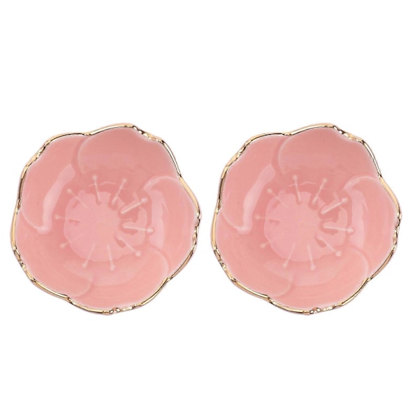 2 st Blomformade Keramiska Dippskålar Sakura Design Porslin Såsskål Fat för Kryddor Kök BBQ (Rosa)