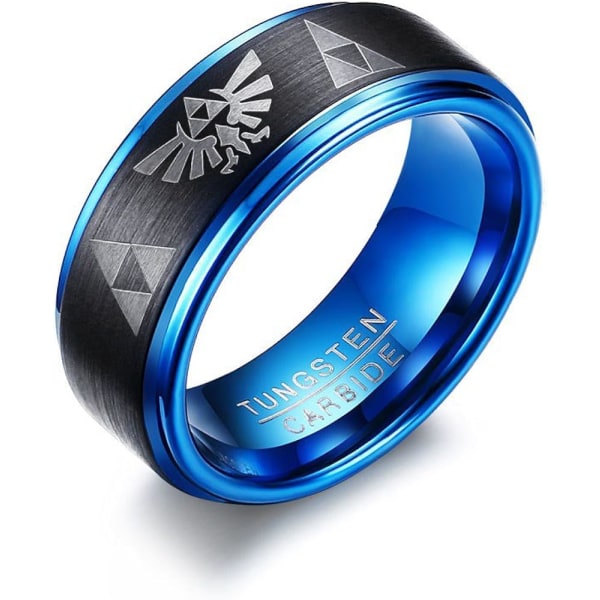 Tungsten Carbide for menn The Legend of Zelda Triforce matt ferdig, svart blå