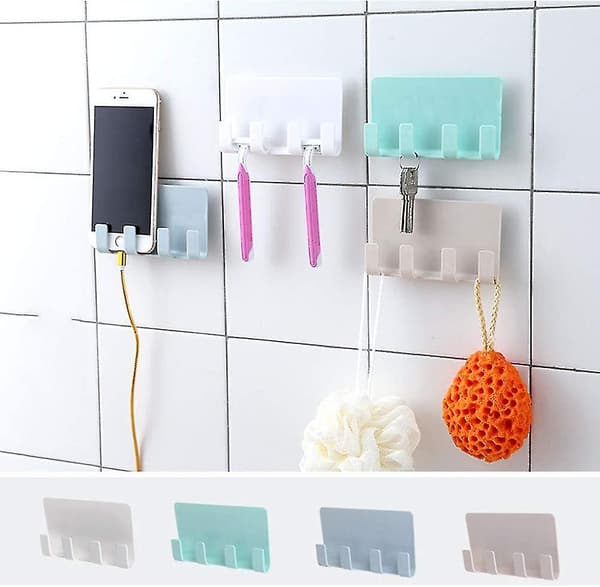 Multifunktionel Plastik Telefonoplader Dock Holder Skraber Razor Håndklæde Krog Beslag red wine