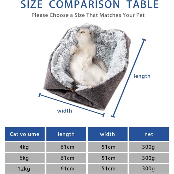 Kattbädd Tvättad Fluffig Kattmatta - 2 i 1 Mjuk Soffafilt