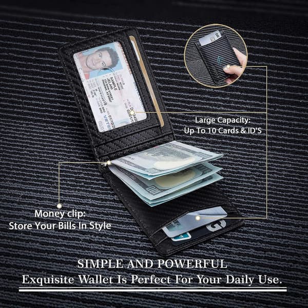 Minimalistisk Slim Plånbok För Män Med Pengaklipp RFID-Blockering Framficka Läder Herrplånböcker