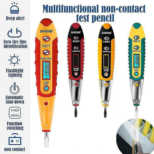 Digital Testblyant AC/DC Tester Elektrisk LCD-Skjerm Spenningsdetektor Testpenn Intelligent Induksjonskretsdeteksjon Red no battery