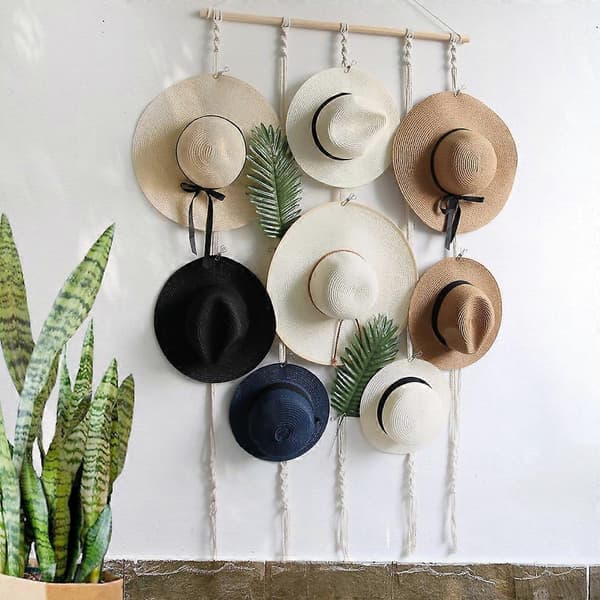 Håndvævet gobelin hat display stand med clips