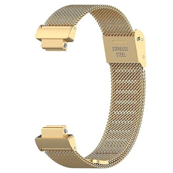 Fitbit Inspire 3 Rem Sort Urremme i Rustfrit Stål med Fint Masket Design og Spænde - Guld