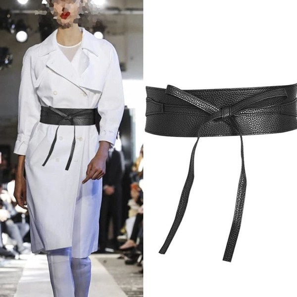 Dame Bowknot Talje Bælte Bredt Bælte Korset Retro Bundet Korset Bandage Bælte Kostume Cinch Kjole Talje Bælte Bundet Waspie Talje Bælte - Sort