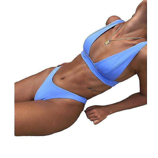 Mimigo Naisten Alhaisen Vyötärön Bikinit Uimapuvut Push Up Halter Kaksi Osainen Uimapuvut BLUE M