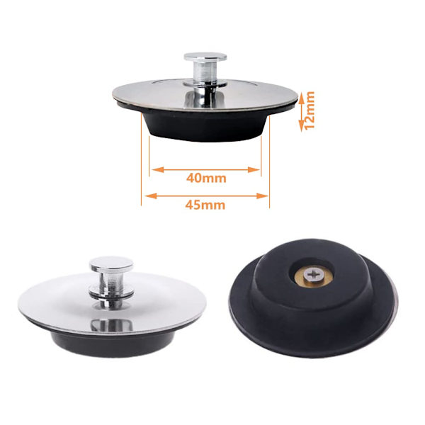 Avloppsplugg, Universal Avloppspluggar Ø 42 till 45mm, Badkarsplugg, Sänkplugg för Badkar, Kök, Badrum