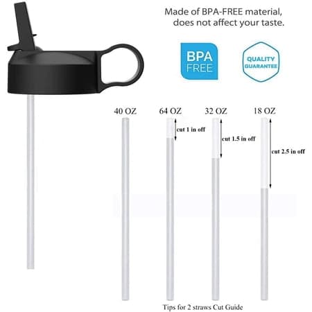 Sugerrørslåg til Hydroflask med bred mund, let at bære, tilbehør til vandflaske med 2 sugerør og 1 børste