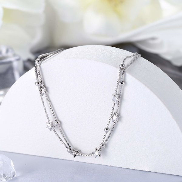 Damen Armbånd Stjerne Kjede Armbånd 925 Armbånd Lag Armbånd Charm Bead Armbånd Armbånd Justerbar Vennskap Armbånd Bursdagsgave til Kvinner