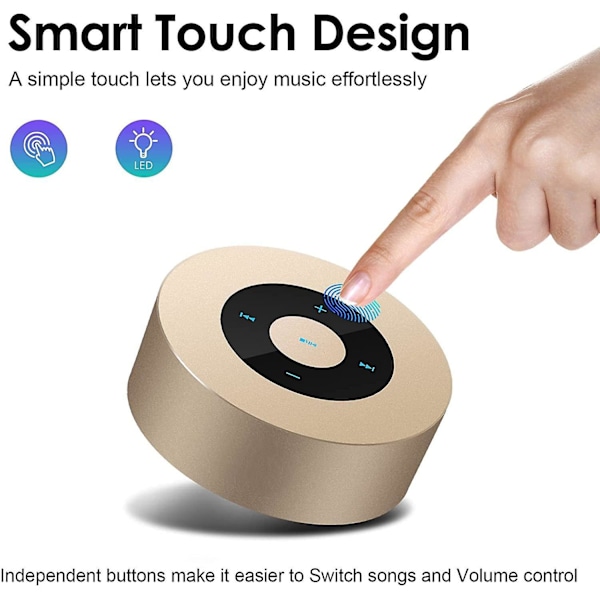 [Smart Touch] Trådlös Högtalare 5W Ljudstark Liten Högtalare med Bärbar Vattentät Väska 15H Mic TF-kort AUX för Utomhusresor Sport Vandring Bil BBQ Strand