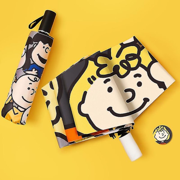 Snoopy-sateenvarjo 2023, kannettava sateen- ja auringonsuojavarjo, automaattinen taittuva varjo, piirretty kawaii anime-lelu lapsille, lahja Three-fold automatic2