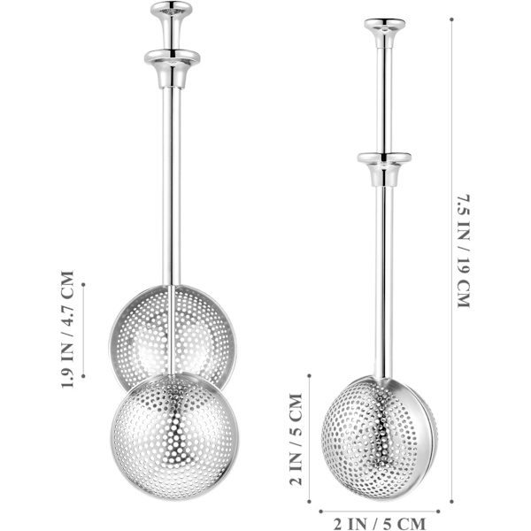 Bryggare enhet rostfritt stål teinfuser kopp handtag teinfuser tesil för lösa bladte 2 st (silver)