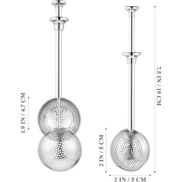 Bryggeenhed i rustfrit stål te infusion kop håndtag te infuser te si til løse blade te 2 stk (sølv)