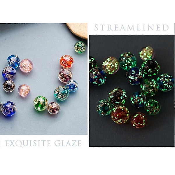 20 st 12MM Fluorescerande Glaspärlor Stora Hål Berlocker DIY Runda Glaspärlor Trådar för Smyckestillverkning Blandade Färger