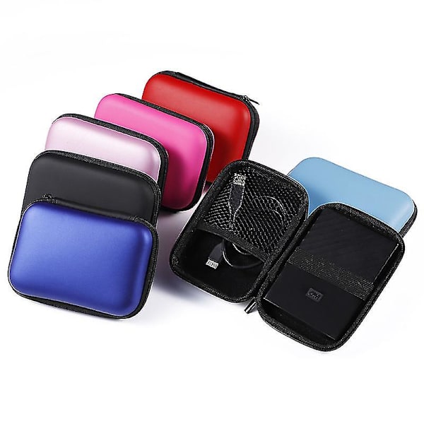2x Hovedtelefon Data Kabel Opbevaringskasse Oplader Power Bank Opbevaringsboks Data Kabel Taske Black