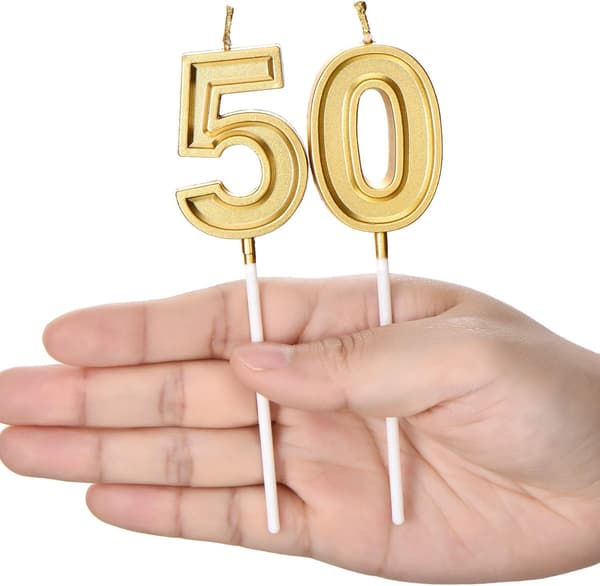 50-årsdag Lys Kake Numeriske Lys Gratulerer med dagen Kake Lys Topper Dekor (Gull)