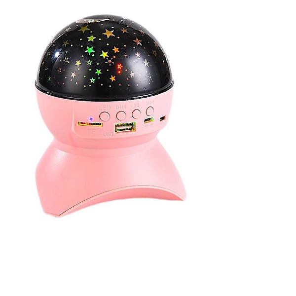 Projektor med lading, Bluetooth-musikk, roterende måne- og stjerne-nattelys for babyer, jenter og gutter, til fest og bursdagsleker og gaver (rosa)