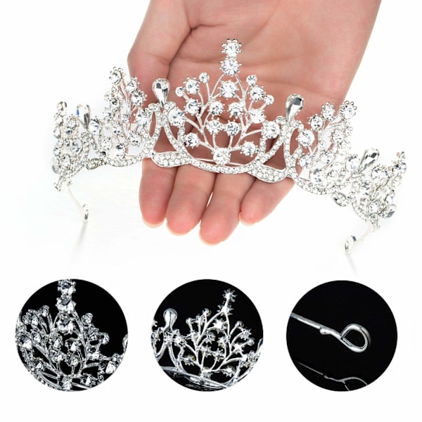 Krystallkrone Tiara, Bryllup Brud Rhinestone Krone, Krystaller Prinsesse Krone Tiara for Bryllup Krone Bryllup Prom Fest Bursdag