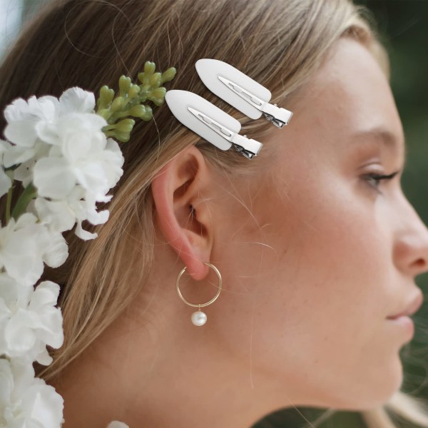 12 stk. Hårclips som ikke bøyer seg, krøllfrie hårclips, flatte barrette-klips, hårstylingklips for sminke, hårstyling, ansiktsvask (hvit)