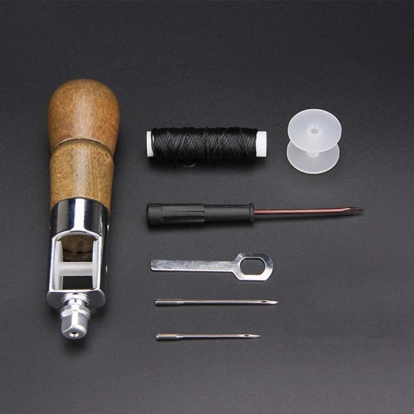 7 stykker/sett Skinnsyverktøy DIY Lær håndsyverktøysett for lær- og lerretssøm (173 mm)