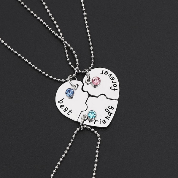 Women 3pcs "best Friend Forever" Necklace Set Friendship Love Heart Alloy Pendant Jewelry Gift