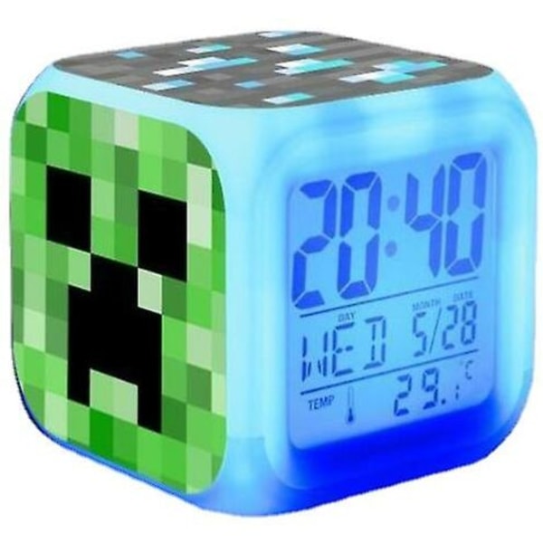 Minecraft Färgglad Färgväxlande Kvartett Väckarklocka LED Nattlampa Födelsedagspresent