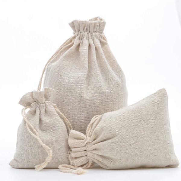 25 stk. Små stofposer Bomuldspose 13x18cm Jute Pose Stof Snørepose Smykke Gaveposer Genanvendelig Tepose