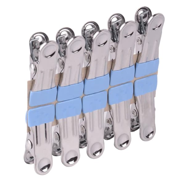 20 stk rustfrie stålklesklyper Multipurpose klesklyper Metall tørkeklyper Blue