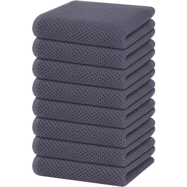 100% Bomulls Waffle-vävda Kökshanddukar, Ultra Mjuka Absorberande Snabbtorkande Disktrasor, 12x12 Tum, 6-pack, Mörkgrå Dark Grey 12 x 12 - 6 Pack