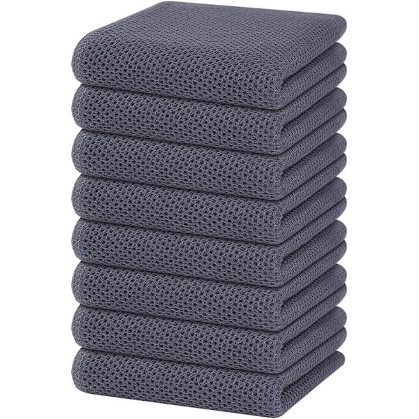 100% Puuvilla Waffle-Kudotut Keittiöpyyhkeet, Ultra Pehmeät Imuvat Nopeasti Kuivuvat Pyyhkeet, 12x12 Tuumaa, 6-Pakkaus, Tummanharmaa Dark Grey 12 x 12 - 6 Pack