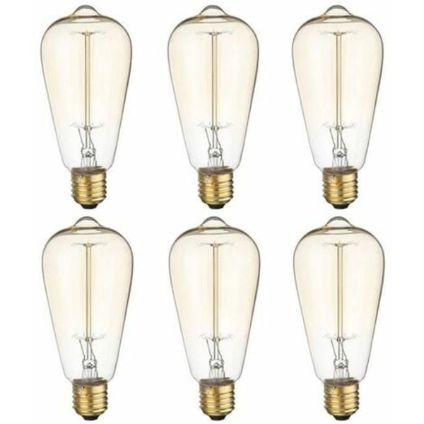6x E27 60W Edison Glødelampe 220V ST64 Retro 64mm x 140mm