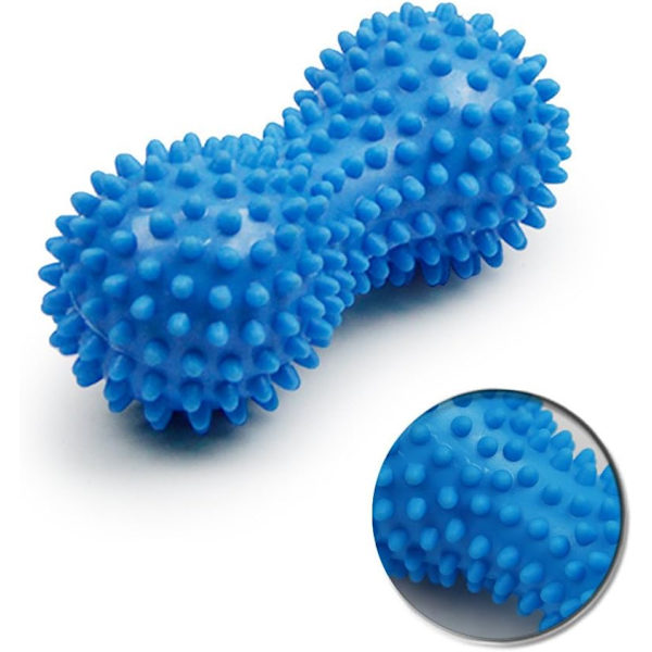 2 stycken fotvals igelkott massageboll igelkott boll fotmassage rulle för arm muskel fotsmärta lindring avslappning (blå)