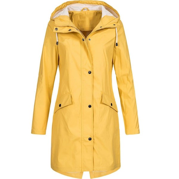 Naisten yksivärinen sadetakki, ulkoilu, plus-koko, vedenpitävä hupullinen sadetakki, tuulenpitävä Yellow XXXL